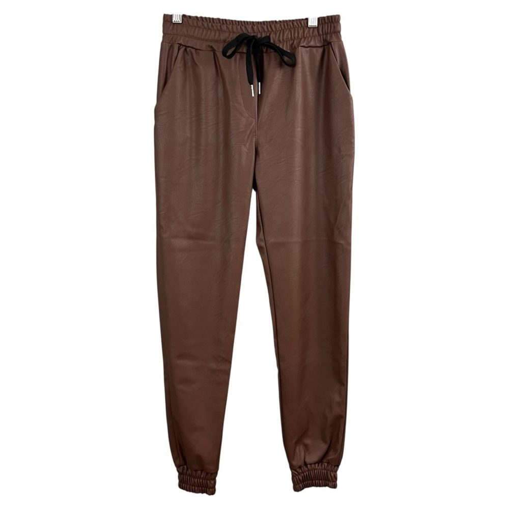 NWT Venti6 Faux Leather Brown Joggers Size Small